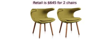 2 Two Ceets Arc Leisure Chair, Green Upholstered