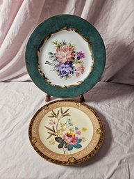 2 Lovely Floral Japanese Plates, One Marked Toyo, Measurements In The Picture