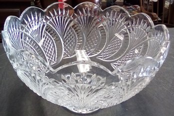 Glass Bowl Is A Great Centerpiece - Pressed Design, Looks Like Crystal.    C4