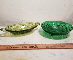 2 Green Glass Bowls Dishes