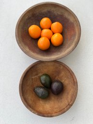 Lot Of Two Primitive Wooden Bowls- Perfect