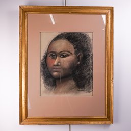 Large Pastel Portrait By Henry Regis (1929-2010)