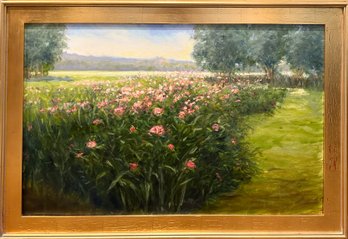 Impressionistic Floral Landscape Original Oil Painting On Canvas