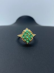 Vibrant Multi Emerald Cluster Cocktail Ring In 10k Yellow Gold