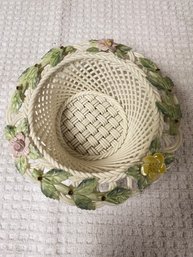 Belleek, Summer Rose Basket, In 'BASKET WEAVE' Pattern, # 2059, 8th Mark