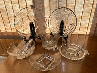 Group Of Eight Glass Serving Pieces -