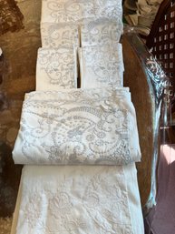 Full Size Top Sheets With Standard Sized Pillow Cases, Finely Embroidered