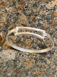Tiffany & Co 2003 Sterling Silver Cuff Bracelet 925 2.25' Rectangle Hook Bangle