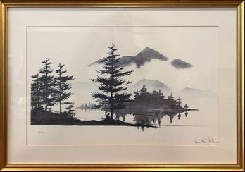 Mountain Lake Limited Edition Lithographic Print By Mimi Rockefeller