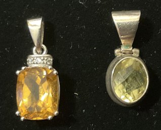 Sterling Silver Pendants, Topaz & Light Peridot