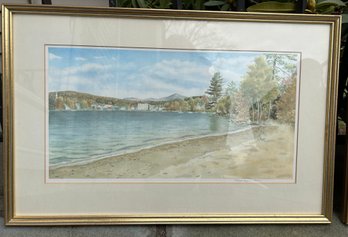 Signed And Numbered Suzanne Bonin 77/165 Water Scene Framed Print 23.5 In. X 16 In.