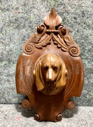 Victorian Carved Wood Dog Wall Plaque