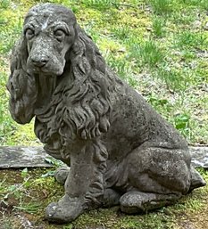 Vintage Concrete Cocker Spaniel Dog Statuary, Great Patina.