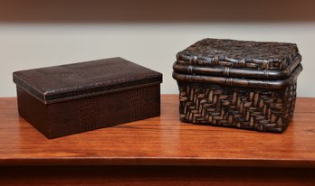 Crocodile Skin Box With Lidded Basket