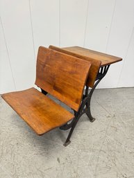 A Vintage Sears Roebuck & Co. School House Desk With Cast Iron Base - 39' X 25' X 29'h