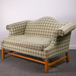 Classic Camelback Loveseat In Green Plaid