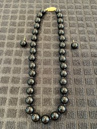 14 Kt Yellow Gold Clasp, With Black Onyx Beads, 15 Inches Long