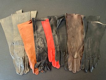 Assorted Lot Of Seven Assorted Leather Gloves, Assorted Tones, Sizes 6 To 6.5