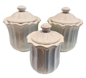 3 White Decorative Kitchen Canisters