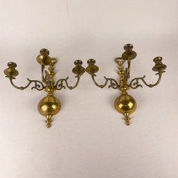 Pair Articulating Brass Candle Sconces