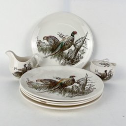 Vintage Johnson Brothers Plates, Sugar & Creamer Pheasant