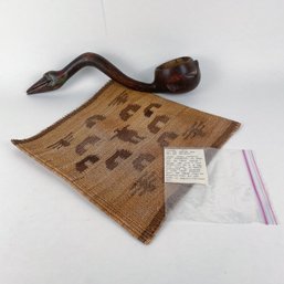 African Items - Carved Ladle And Woven Mat