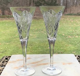 Pair Of Waterford Crystal Toasting Flutes