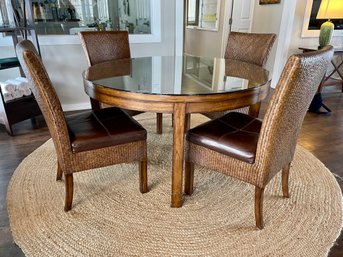 Dining Table With Leaf & Four Hammary Woven Chairs