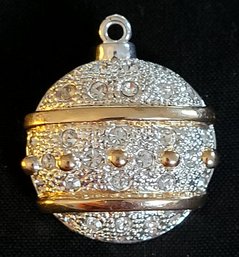 Shiny Gold & Silver Holiday Ornament Designer Roman Brooch
