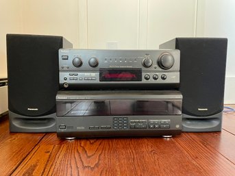 Technics Receiver SA-G90, Technics CD Changer SL-MC7 & Two Panasonic Speakers SB-DH55