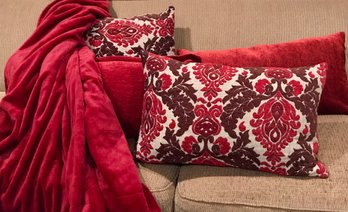 Velour Accent Pillows And Throw Blanket