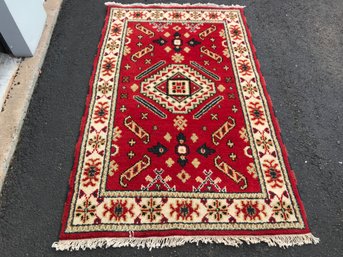 Kazak Hand Made In India , 5 Feet 1 Inch By 3 Feet 2 Inch