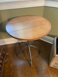 Wrought Iron Ornate Legged  Wood Top Accent Table