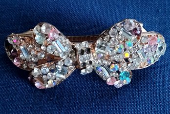 Vintage Butterfly Or Bow Colorful Rhinestone Crystal Barrette