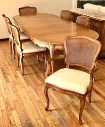 Set Of Six Bixon Powdermaker Furniture Caned Back Chairs And Dining Table