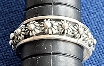 Sterling Silver 925 Flower Burst Band Ring