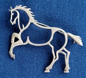 Vintage Belinda Woody Sterling Silver Navajo Horse Design Brooch