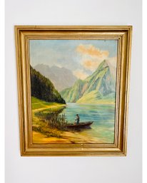 ( 1947) Signed - Nussdorf INN - Original Painting On Board -