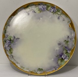 Antique T & V Limoges Stunning Round Platter, Gold Gilding,