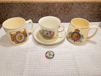 King Edward VIII, Coronation Mugs, And Tea Cup