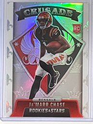 2021 Panini Rookies And Stars Ja'Marr Chase Crusade Silver Rookie Prizm Card #CR-26