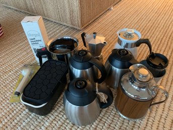 Large Group Of Coffee And Tea Caraffes