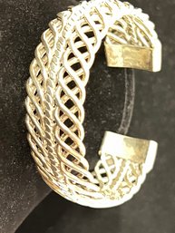Sterling Silver, Cuff Bracelt, Basket Weave Design,