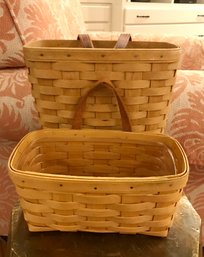 Pair Of  Standing LONGABERGER Baskets Dated And Initialed