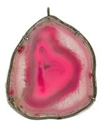 Large Pink Dyed Geode Crystal Pendant `