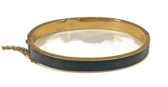 Victorian 14K Gold Black Enamel Hinged Bangle Bracelet (chipping To Enamel) 13.6 Grams