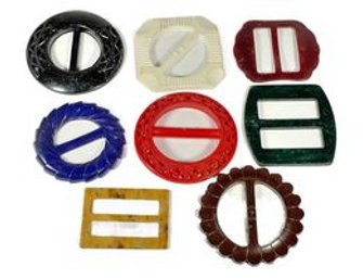 Lot Of 8 Art Deco Period Plastic Belt Buckles