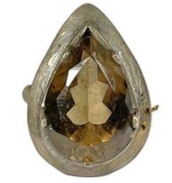 Sterling Silver Pear Shaped Smoky Quartz Ladies Ring Size 6.5