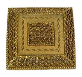 Gold Tone Vintage Square Brooch