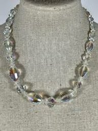 Vintage 1960s Aurora Borealis Crystal Beaded Choker Necklace 15'